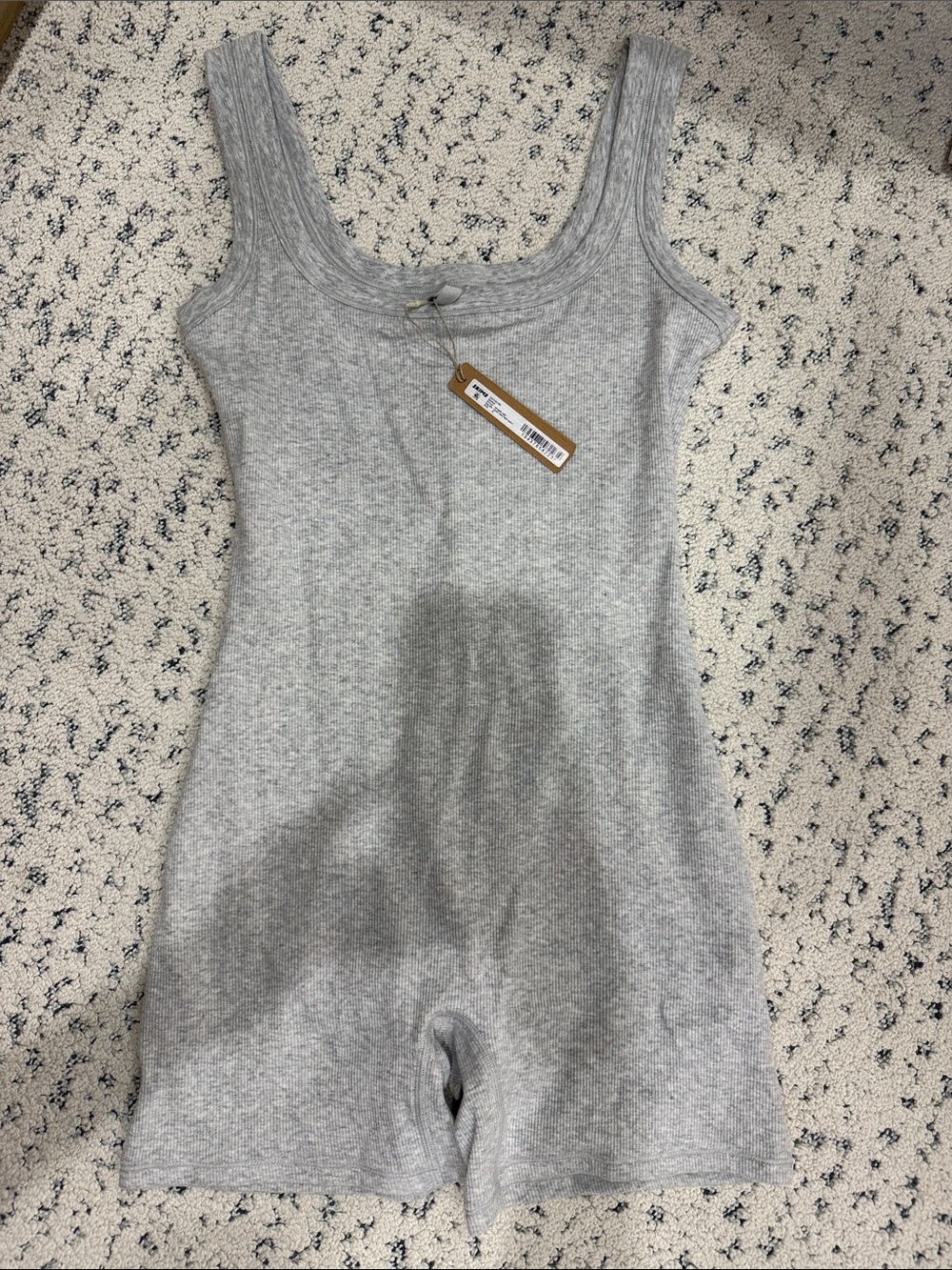 SKIMS Grey Ribbed One-Piece Bodysuit